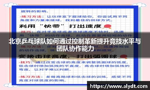 北京乒乓球队如何通过控制革新提升竞技水平与团队协作能力